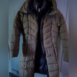 New With Tags, DKNY Olive Green Puffer Coat - XS